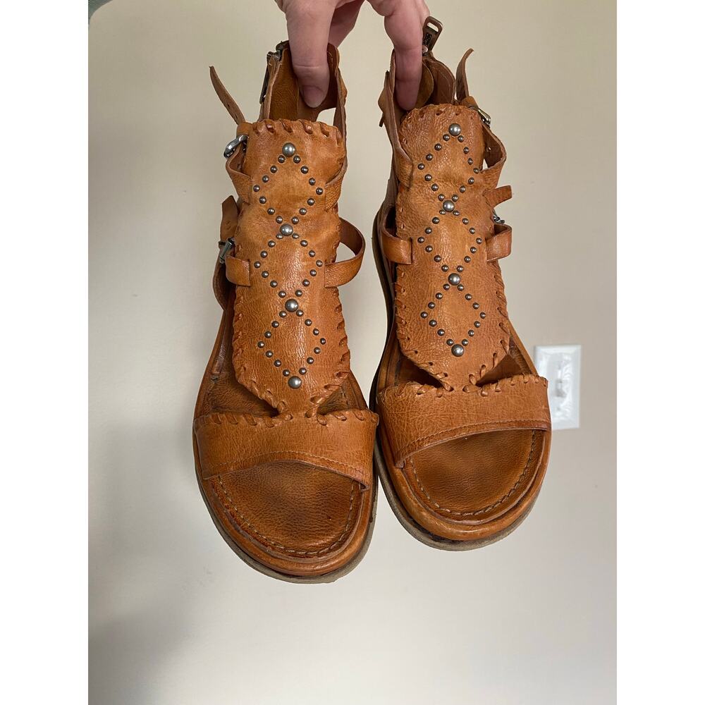 AS 98 Hera Sandals Tan Leather Studded Gladiator Size 40/ US 9 - Picture 2 of 7